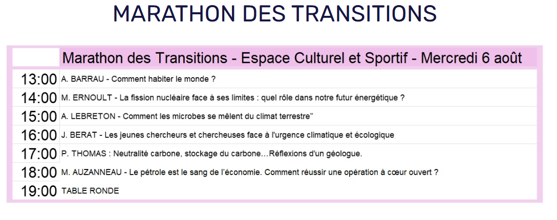 Programme Marathon des Transitions - 2025 Programme Marathon des Transitions - 2025